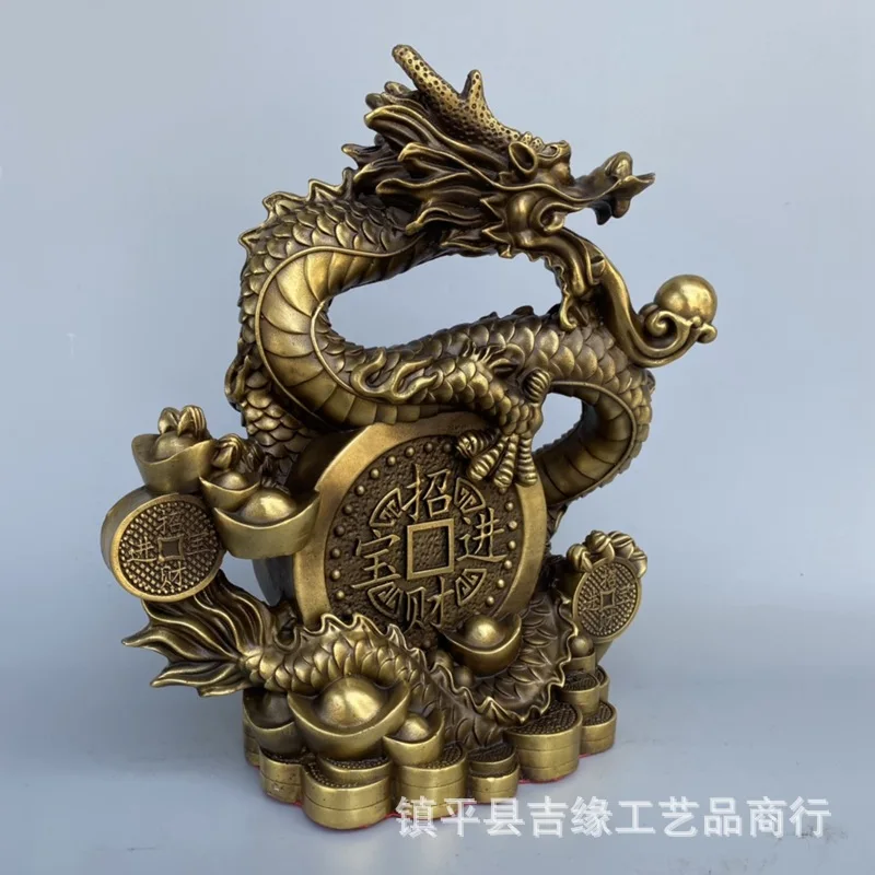 Brass Spitting Pearls Water-Absorbing Craft Gift Home Living Room Office Decoration Money Dragon Ornament