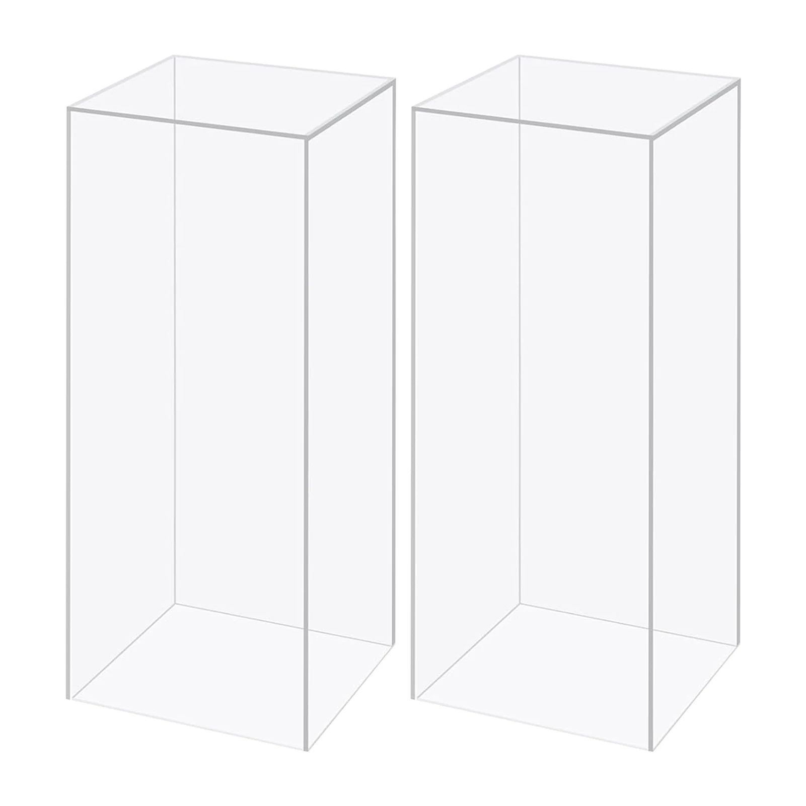 Acrylic Display Riser Box 2pcs Cube Tall Pedestal 11X11X39Inch Flower Tower Decor Cube Pedestal Art Sculpture Stand for Wedding