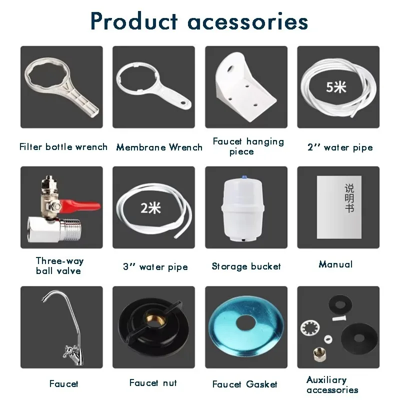 100G Household Reverse Osmosis Water Purifier System withCore Components  Material 220V/110V