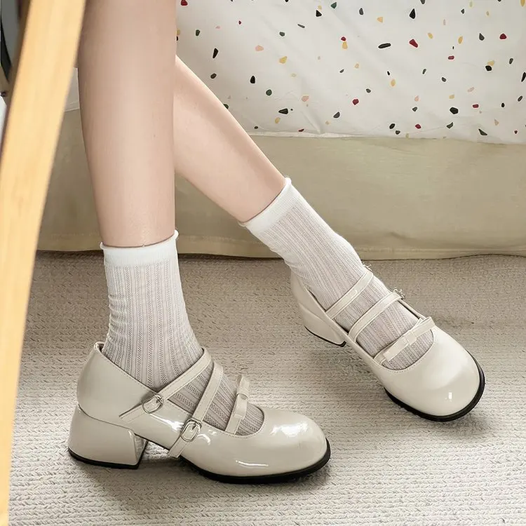 Vintage Mary's Shoes Women's  Wedding Shoes 2026 Spring Autumn New High Heels Clunky Elegant Single Shoes Rubber Sole