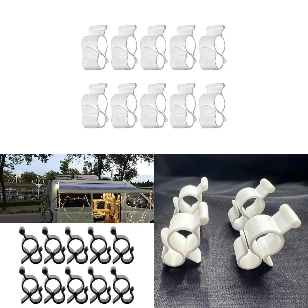 Rope Clamp 10 Pieces Awning Clips for Caravan String Light Tent Hooks Camping Traveling Tent Clip Light Hanger