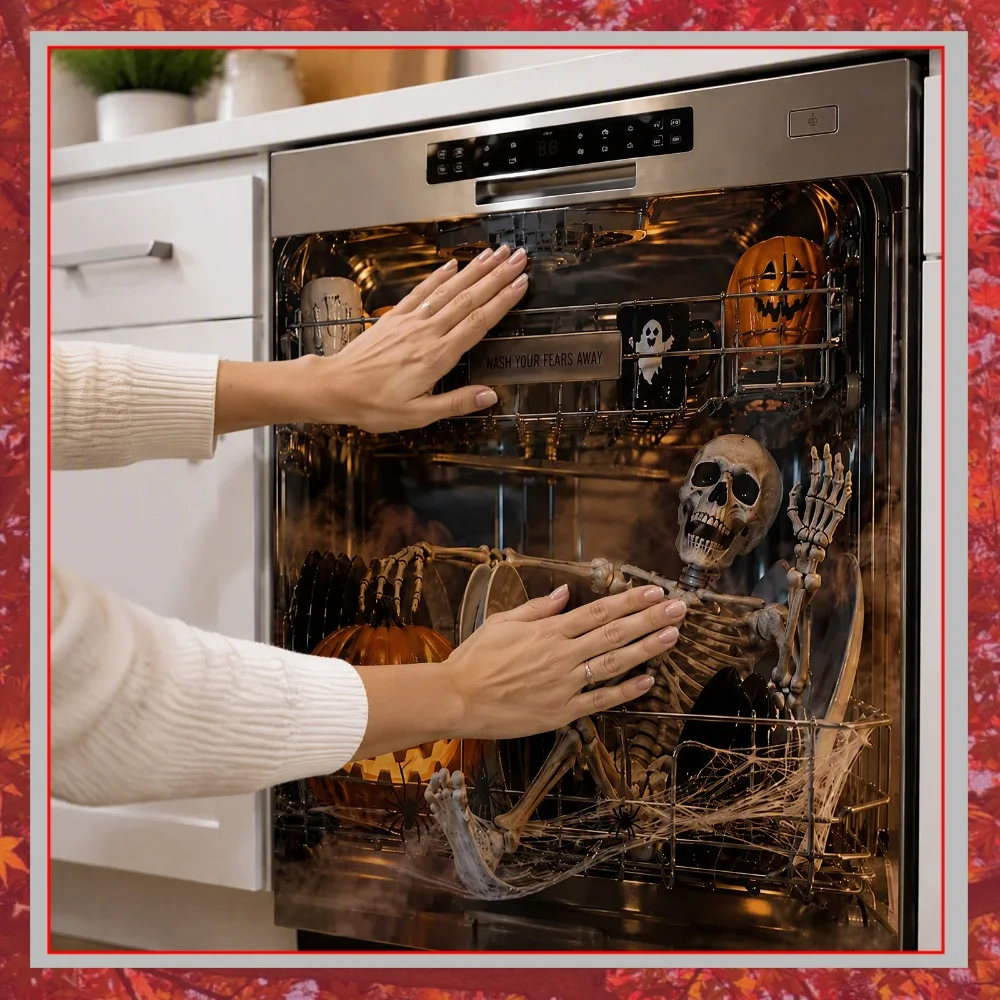 3D Visual Illusion Halloween Dishwasher Magnet Cover Waterproof Trimmable Full Magnetic Kitchen Panel