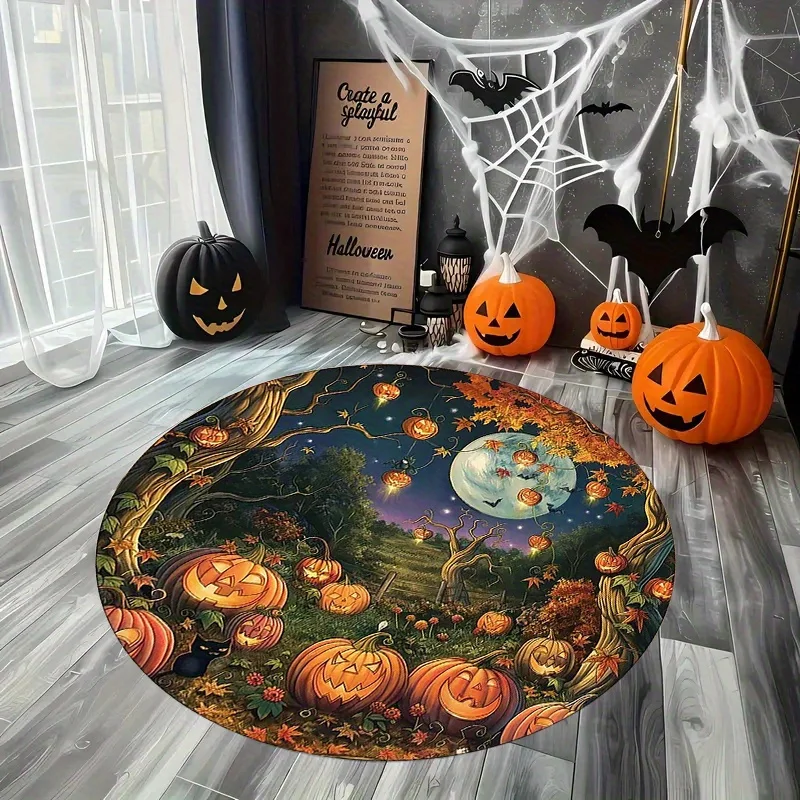 3D Optical Illusion Ghost Halloween Round Floor Rug, Creative Spooky Decor Mat Porch,Bedroom and Holiday Indoor Household Space