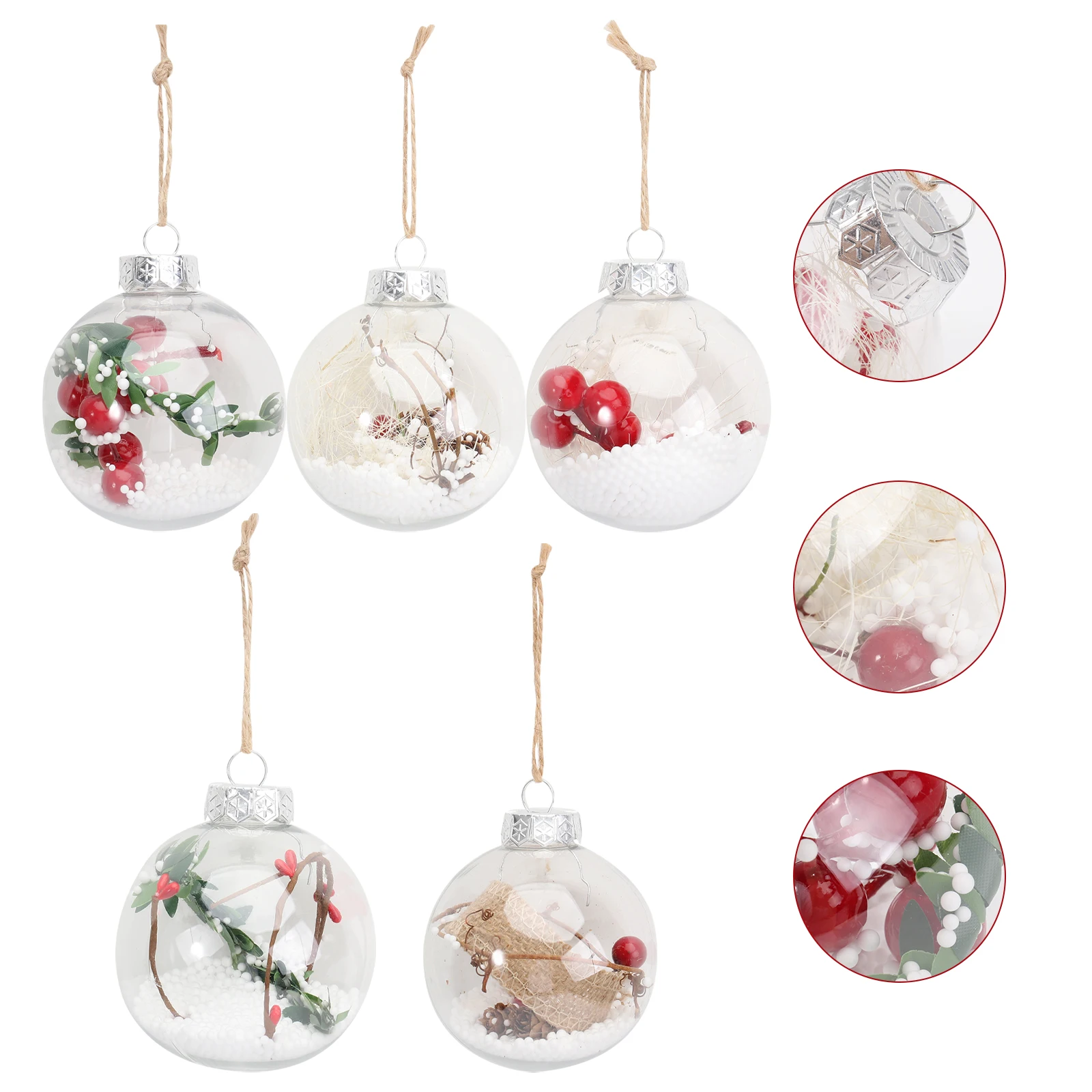 

5 pcs Plastic Christmas naments Balls Decorations Transparent Tree Supplies Prom Dazzling Hanging Perfect Home Party Wedding