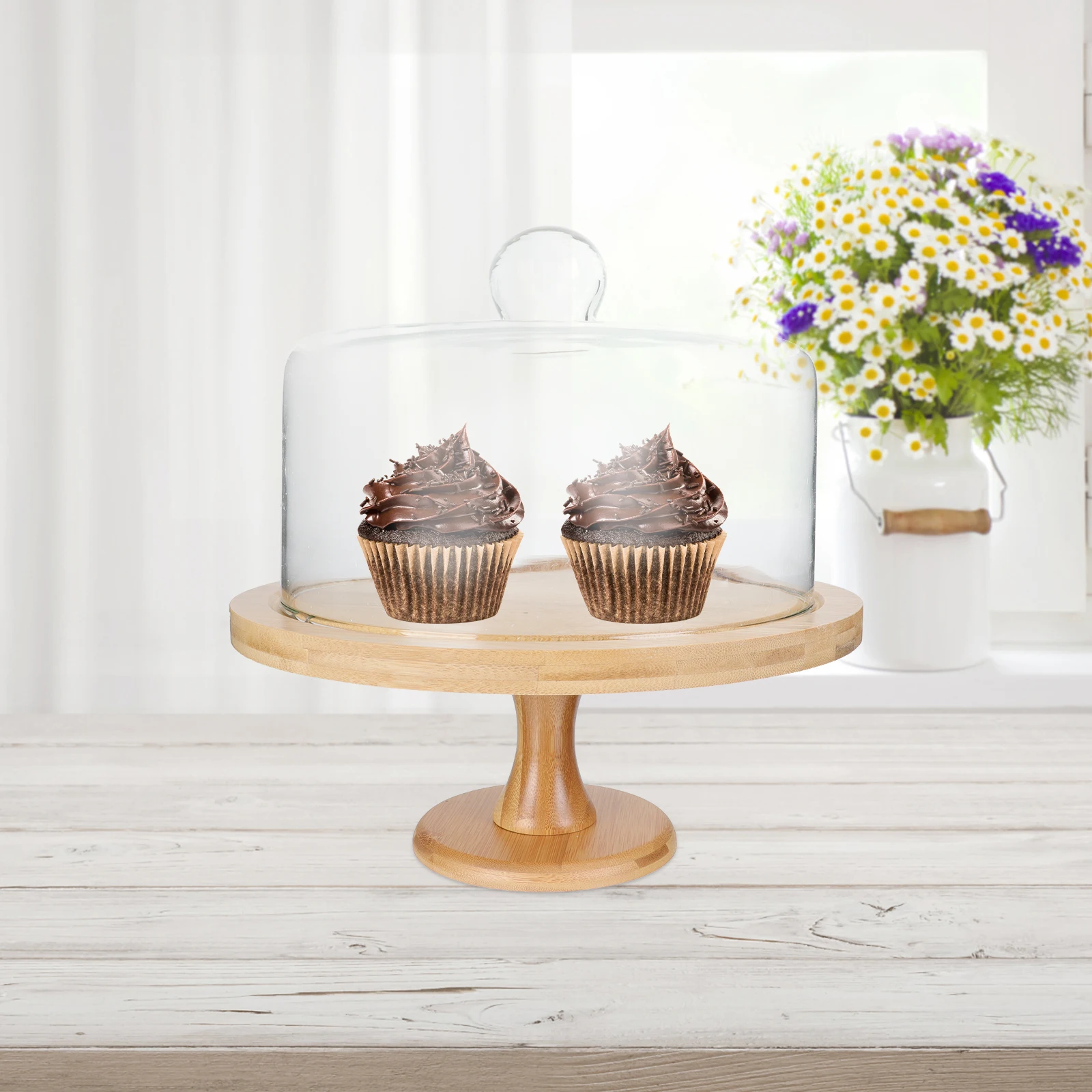 

Dessert Tray Cake Stand with Glass Cover Premium Quality Sweet Treat Display Holder for Parties Weddings Fruits Candies