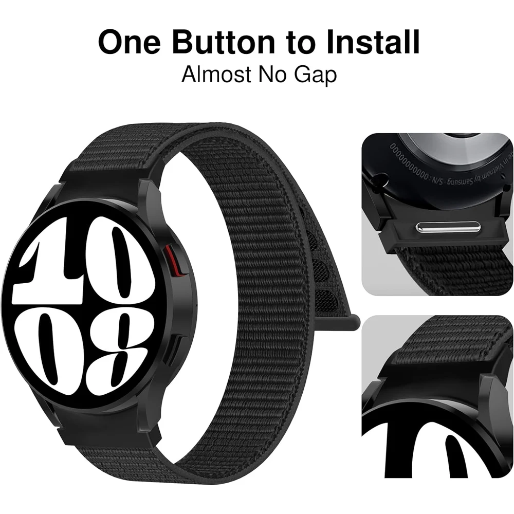 No Gaps Band For Samsung Galaxy Watch 7 FE 6 Classic 4/5 pro 44mm 40mm 47mm 43mm nylon loop correa bracelet Galaxy Watch 6 Strap