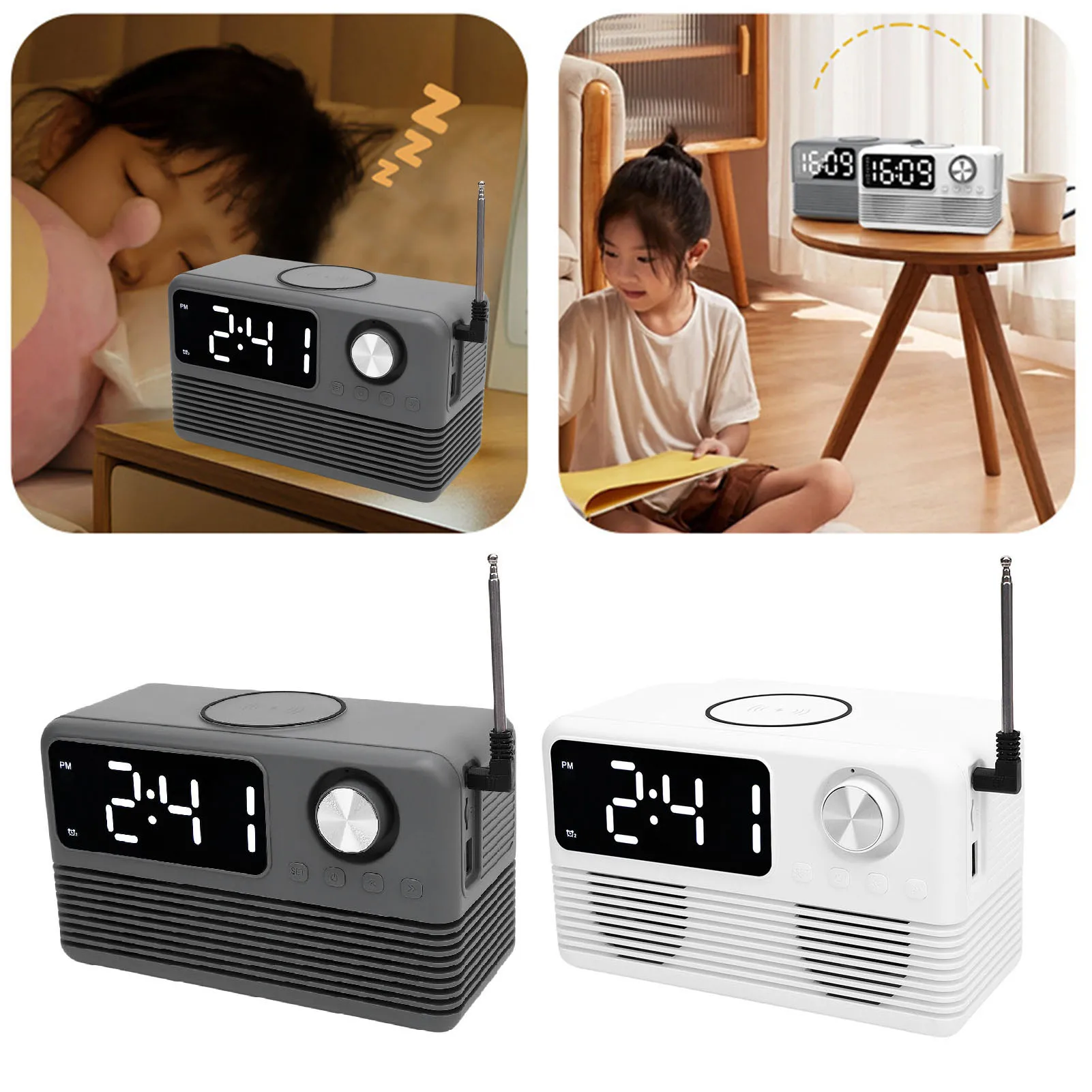 

15W Fast Wireless with Bluetooth Speaker Digital Clock FM Radio for Home Decoration Bedroom Digital Clock with Radio