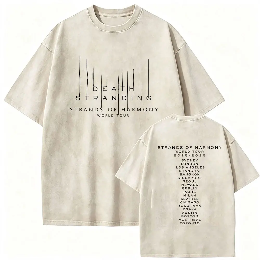 2026 Game Death Stranding 2 on The Beach Vintage Washed T Shirt Men Women Clothing Fashion Cotton Oversized Short Sleeve T-shirt
