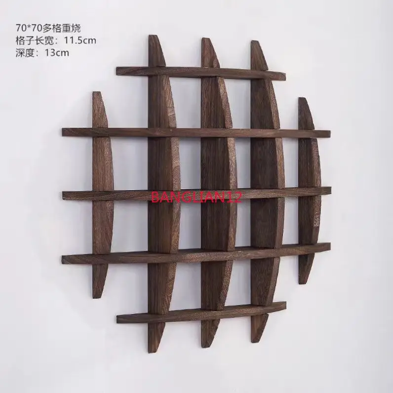 

Solid wood modern simple Chinese wall-mounted tea rack rack