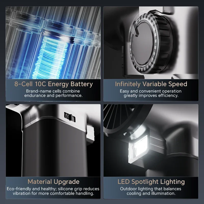 750 واط و64 مللي متر ، منفاخ هواء مجفف السيارة مع ضوء ، مقبض سيليكون للتحكم في السرعة ستبليس ، منفاخ مجفف مروحة توربو معزز للسيارات