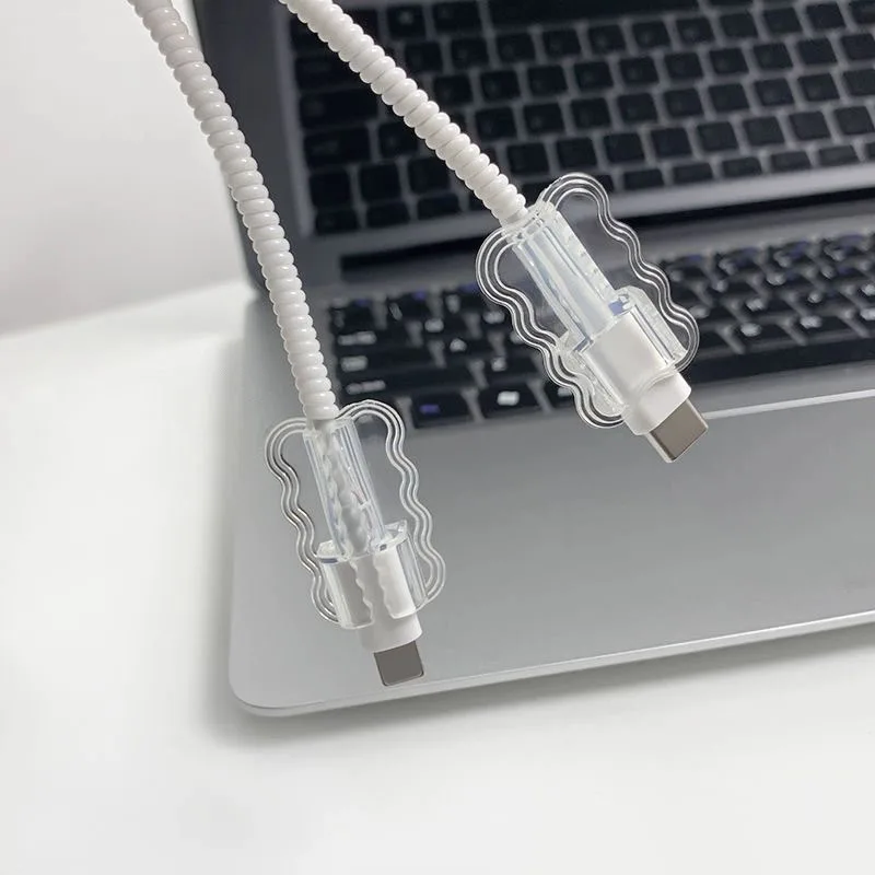 2 PCS Transparent Data Cable Protective Cover Anti-Breakage Cord Saver Mobile Phone Charging Cord Management Accessories