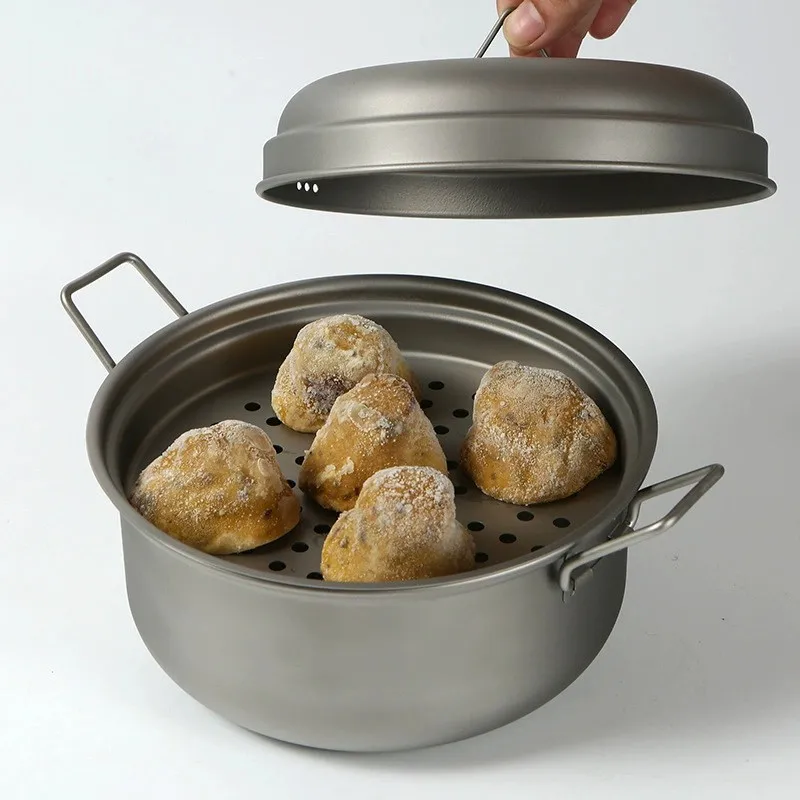 

Многофункциональная пароварка из чистого титана, суповая кастрюля, портативная уличная пароварка, плита большой емкости, горячая кастрюля для кемпинга