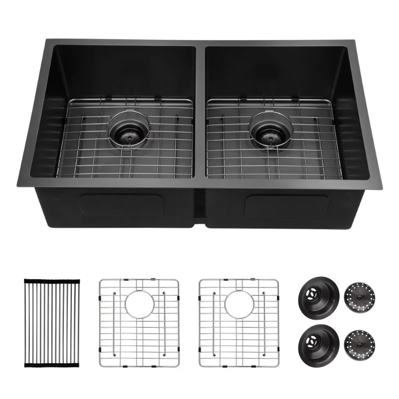 

33" Stainless Steel Rectangular 50/50 Undermount Double 304 Stainless Steel Kitchen Sink