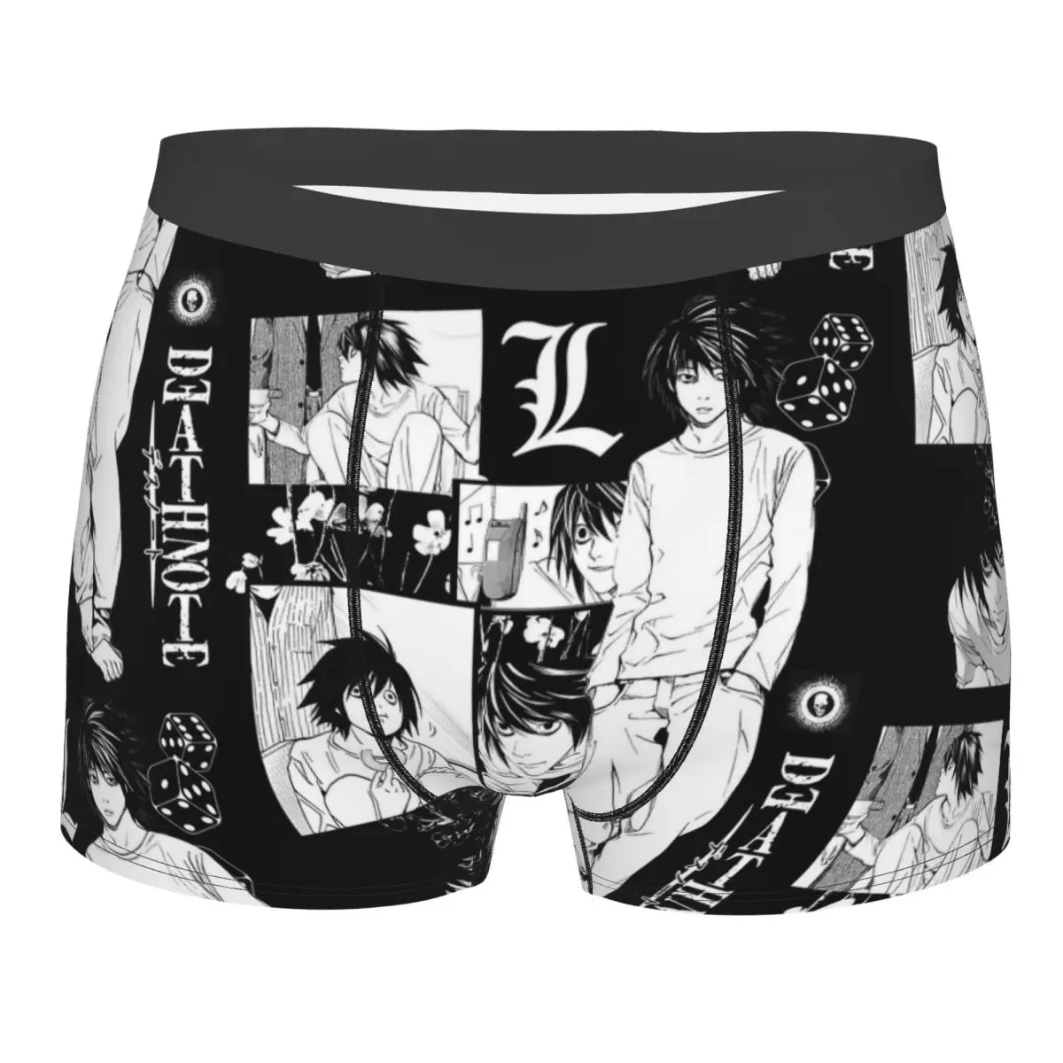 

L Lawliet Deaths Notes Men Underwear Boxer Shorts Panties Novelty Soft Underpants for Male Plus Size