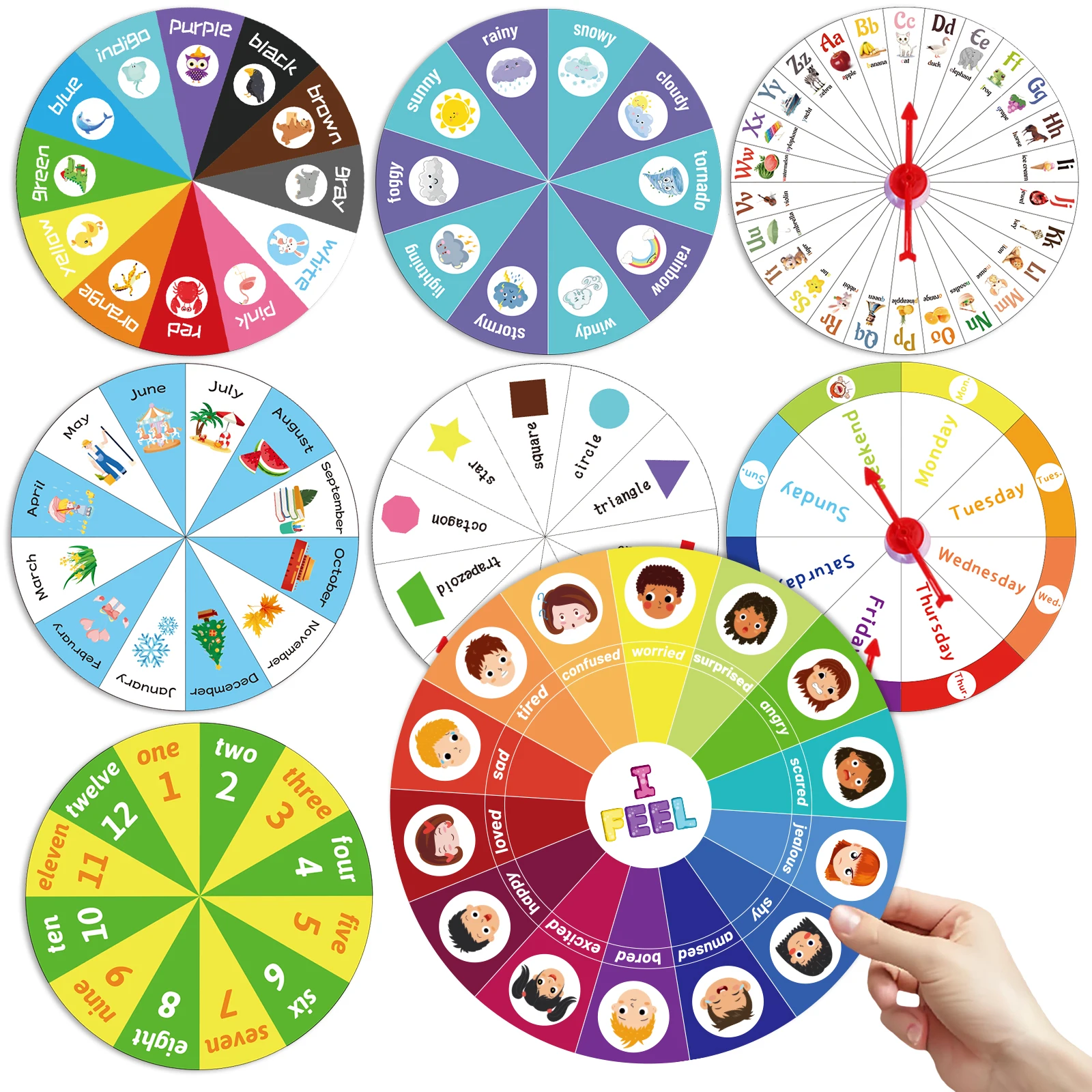 Sight Word Game - ของเล่นเสริมพัฒนาการเด็กแบบวงล้อหมุน 8 ธีม พร้อมสื่อการสอนแบบอินเทอร์แอคทีฟสำหรับห้องเรียนและการเรียนรู้ในครอบครัว