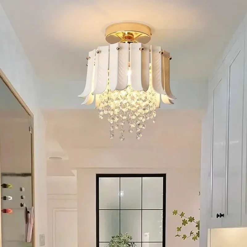 Light Luxury Modern Minimalist Ceramic Chandelier Bedroom Bay Window Bedside Lamp Entrance Hallway Balcony Crystal Chandelier