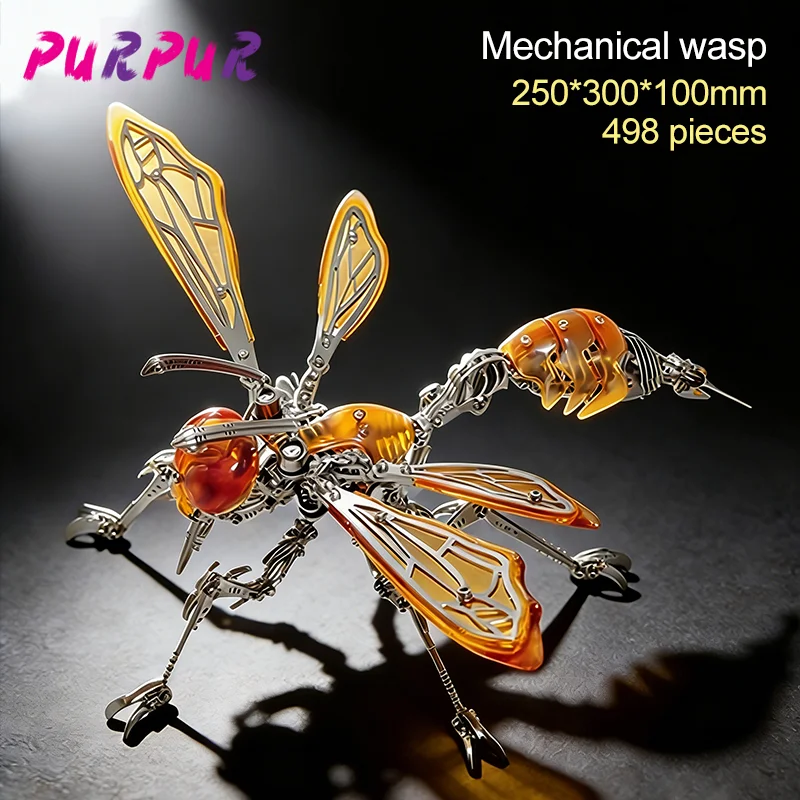

Punk DIY mechanical metal assembly 3D insect wasp bee stainless steel puzzle model kit for adults and boys' toys gift