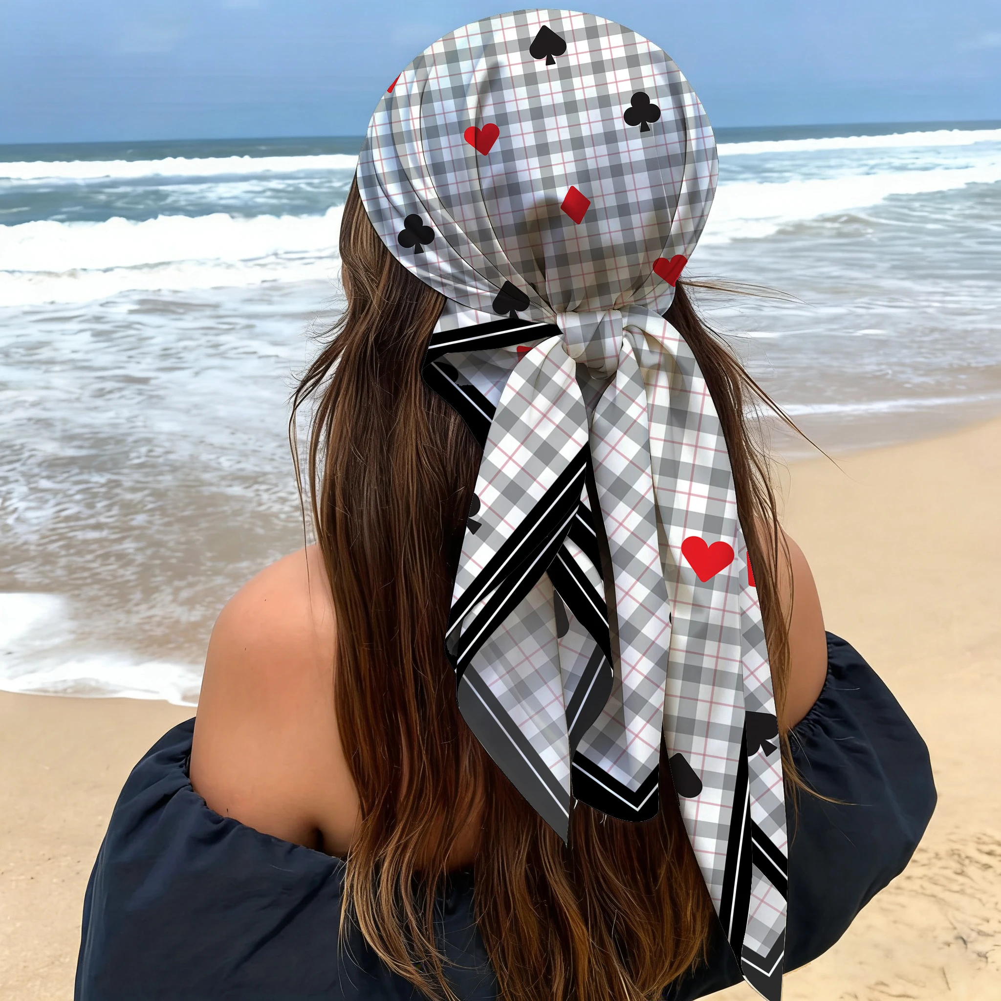 

New Abstract Silky Feel Scarf 90cm - Modern Silky Feel Women's Square Neck Scarf, Light Weight Head Wrap Fashion Lightweight