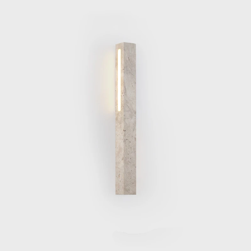 Yellow Cave Stone LED Wall Lamp Bedroom Bedside Travertine Living Room Corridor Passage Long Strip Wall Scone Design