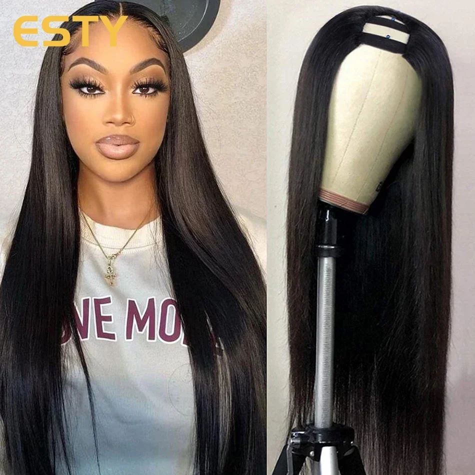 

U Part Wig Bone Straight Bob Human Hair Wigs for Women Short Brazilian Remy Hair Glueless Human Hair Natural Black V Part Wigs