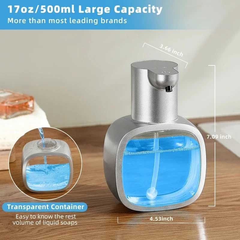 Smart Sensor Touchless Foam Soap Dispenser Wall Mounted 500ml Rechargeable Automatic Hand Soap Dispenser For Bathroom Kitchen Ho - view 6