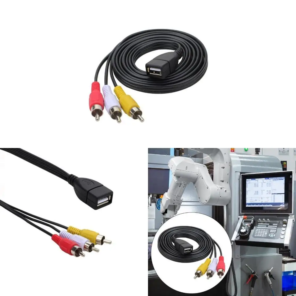 E1PF USB Female to 3RCA Male Video Composite Adapter Converters Cable Video Extension Cord for Phone Tablet Home Theater
