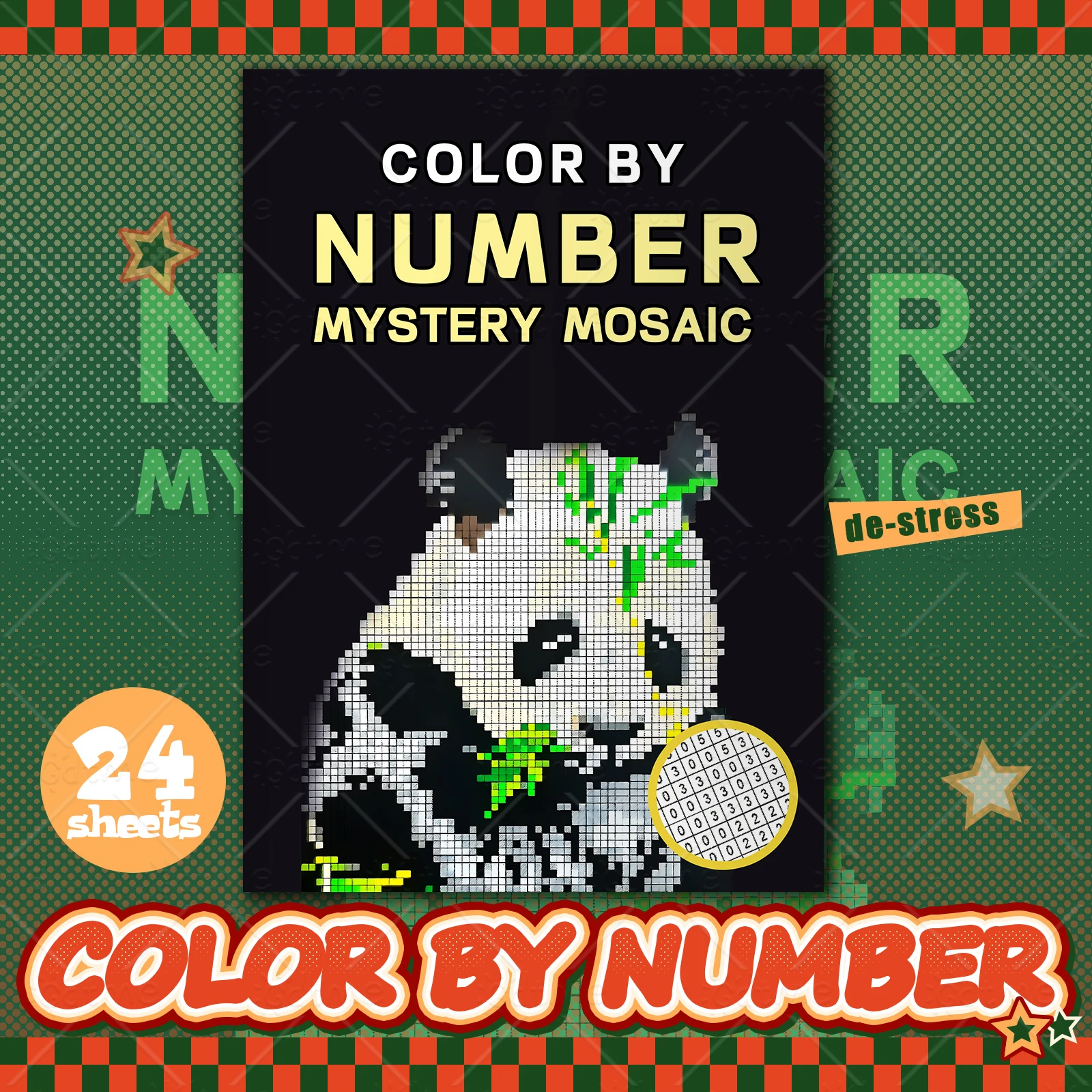  Funny Mystery Mosaics Pixel Animal Coloring Book for Adult Relaxation Hand Drawn Book Colorful Graffiti DIY Num Painting Drawi
