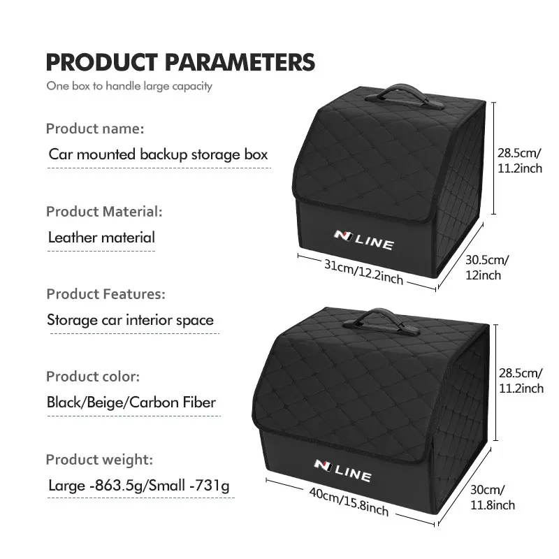 For Hyundai Car Trunk Storage Box Large Capacity Organizer Bag Tool Accessories Sonata i30 i20 Tucson Elantra Kona N Line view 5