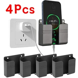 4-1PCS Wall Mounted Mobile Phone Holder Multi-Function Holder Remote Control Storage Box Charger Hook Cable Charging Dock Stand