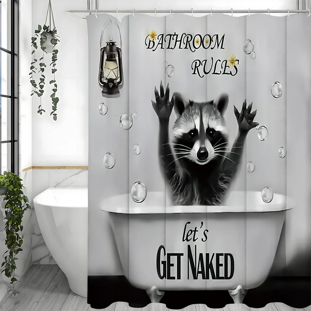 

Креативная занавеска для душа с забавными животными в виде енота, декоративная занавеска для душа в ванной комнате, водонепроницаемая занавеска для душа с крючком
