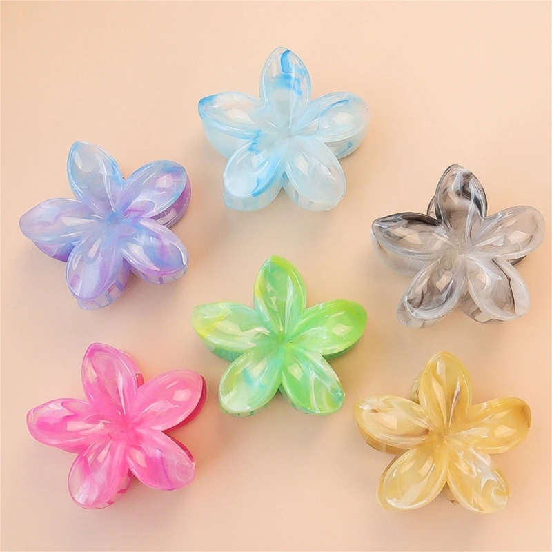 Hair Claw Shark Clip Resin Flower with Secure Grip Color for Wedding Party Wear Hair Accessory