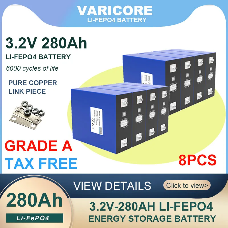 Imagem -03 - Célula Solar do Fosfato do Ferro do Lítio Bateria Lifepo4 12v 24v 310ah 304ah 280ah 135ah 105ah 12v 24v Fora da Rede Vento Duty Peças 8