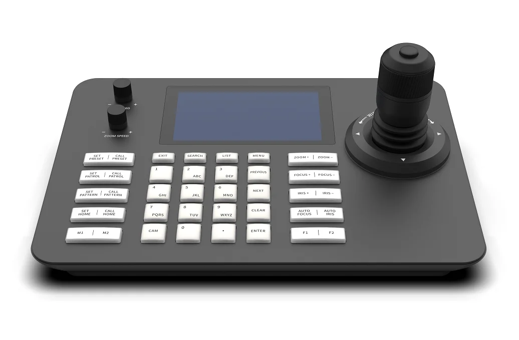 Factory CE/FCC 5 Inch Color Decoding PTZ Controller PoE Powered 4D Keyboard for Security CCTV IP, Serial Camera Housing Control