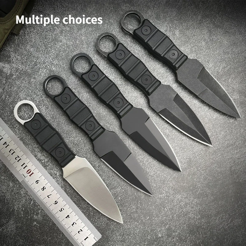 New outdoor small straight knife, high hardness survival knife, camping EDC portable hunting practical knife+K sheath