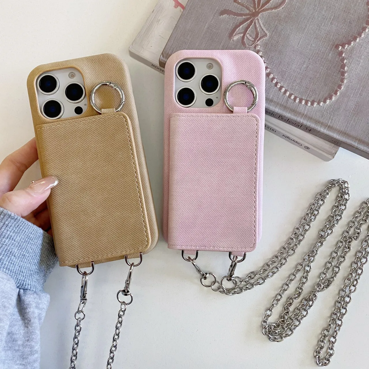 

Чехол-кошелек через плечо для iPhone 11, 12, 13, 14, 15, 16, Pro Max Plus, кожаный зеркальный ремешок с отделением для карт, ремешок на плечо