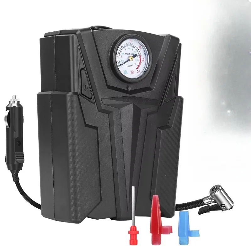 Portable DC 12V car tire air pump for bicycles and motorcycles, with pointer type car tire air compressor