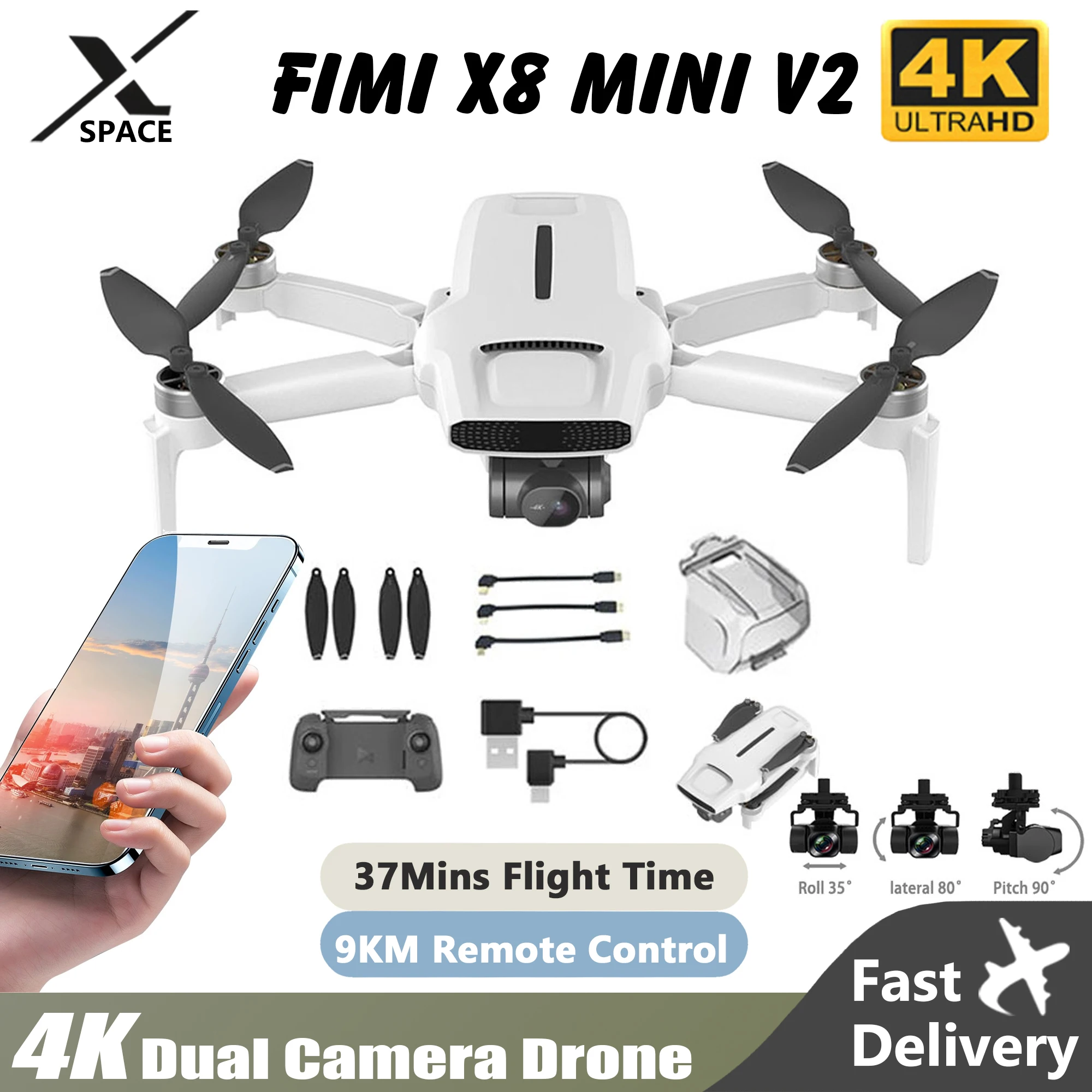 New Drone Fimi X8 Mini V2 Professional With 4K Camera EIS WIFI Uav 37min Endurance  9km RC Dron Quadcopter 3-axis Gimbal Toys