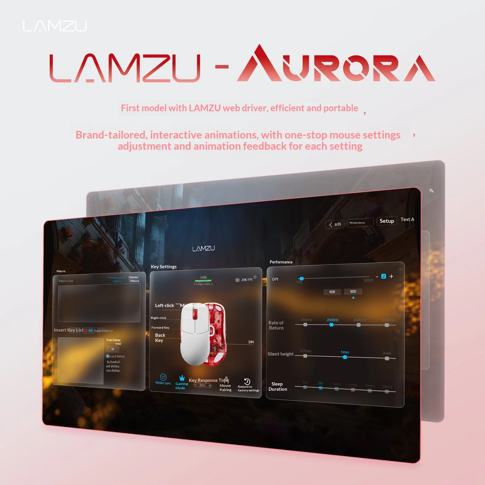 Lamzu Atlantis Mini Champion Edition-Blazing Snow Mouse 2.4G Wireless Pixart3950 8KHz Omron Optical Micro Switch Gaming Mouse PC