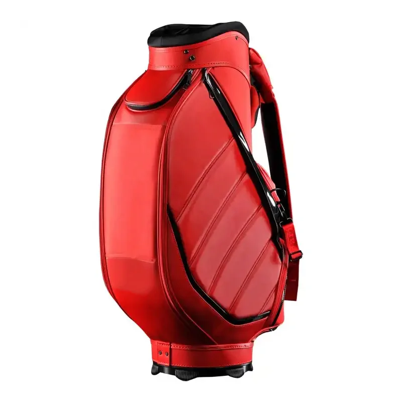 Synthetic Pu Leather Red Black Standard Tour Golf Staff Bag With Custom Logo