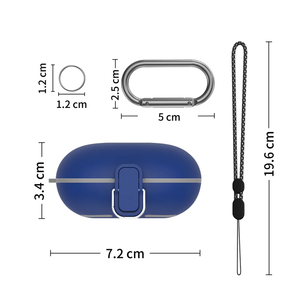 BISM Kopfhörer-Hülle, Ladebox-Halterung mit Karabiner, Lanyard, Stoßdämpfungs-Hülle für Beats Fit Pro, Schwarz