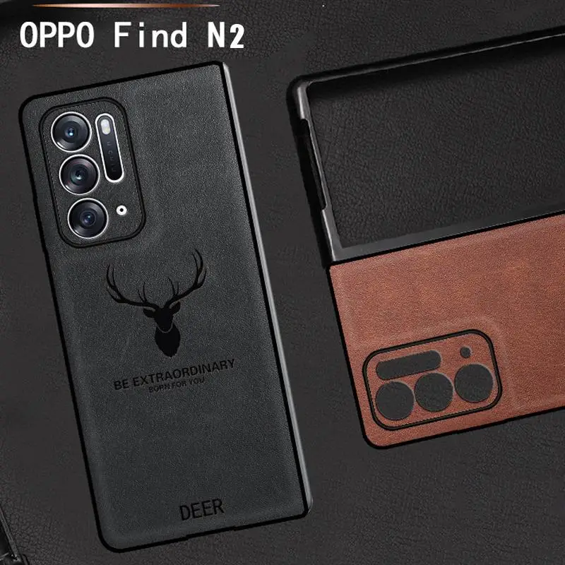 

Funda For Oppo Find N2 5G Leather Phone Case For OPPO Find N2 Elk Deer Head Print Flip Protective Cover For Find N2 PGU110 Capa