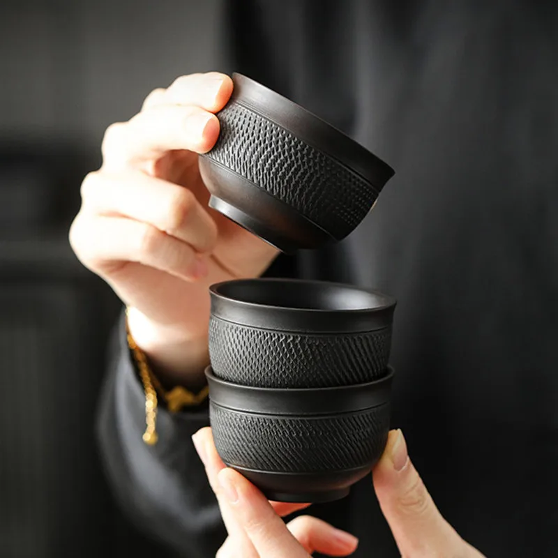 

1 Pc Chinese Vintage Purple Pottery Ceramic Tea Cup Household Handmade Ceramic Teacup Travel Personal Beauty Master Cup Teaware