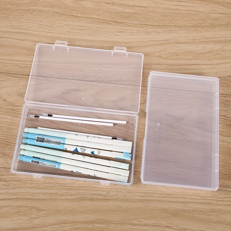 Transparent Stationery Boxes: Rectangular Plastic Clear Organizers for Home and Office Supplies - Back To School Essentials