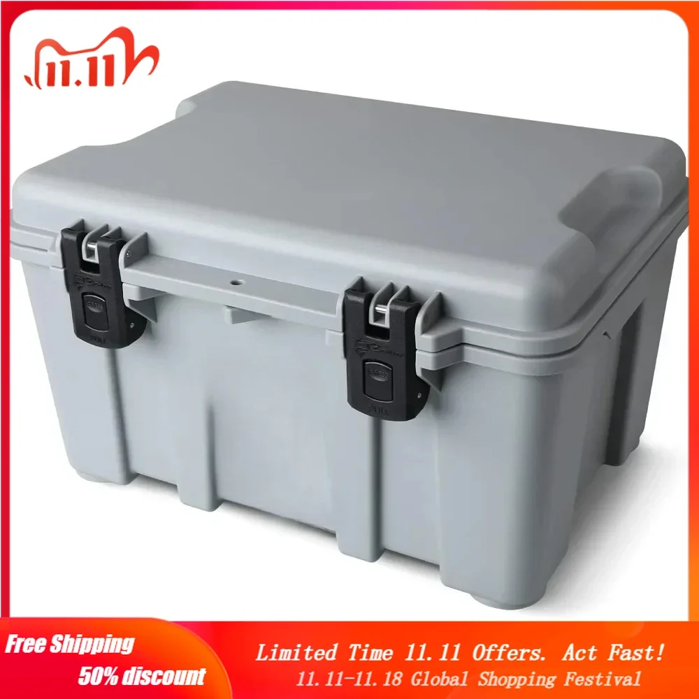 

27L IP67 Waterproof Pack and Carry Box, Waterproof Hard Case with Heavy duty latches and Removeable lid storage