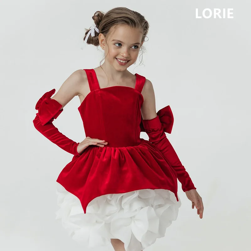 

LORIE A-line Red Flower Girl Dress 2 Pieces Appliques Back Bow Baby Girl Dresses New Christmas Birthday Present Customized 2025