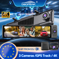 H330 Car DVR Rearview Dash Cam 3 Channel GPS 11.26 Screen Night Vision 24H Park Front Inside Rear 4K+1080P+1080P Video Recorder