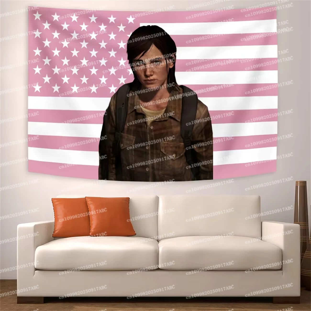 Home Tapestry Ellie Manga Tapestry Pink Girl Bedroom American Flags Game Characters Art Wall Hanging Decor Banners Room Teen