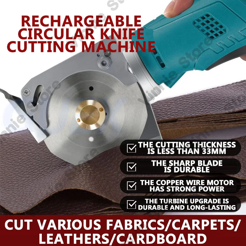 12V Electric Round Scissors Cordless Electric Rotary Fabric Cutter Suitable Leather Paper Cutting Tool Kit With Lithium Battery