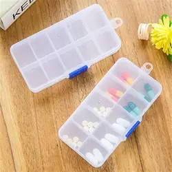 Pill Box 10 Grids Storage Holder Detachable Storage Case Transparent Pills Mini Stuff Storage Box Necklace Jewelry Case