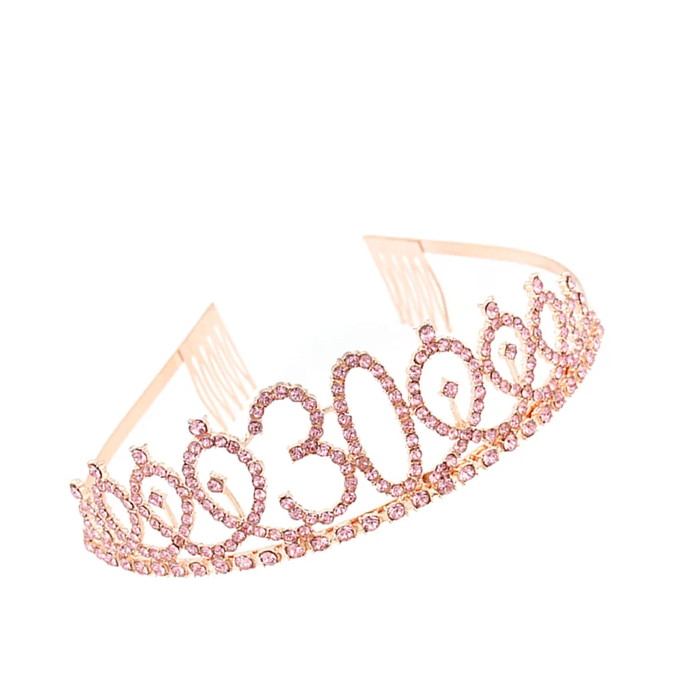 

1pc Birthday Crown Rhinestone Alloy Hair Accessories Number Crown for Girls Women Wedding Party Elegant Hairstyle Tool
